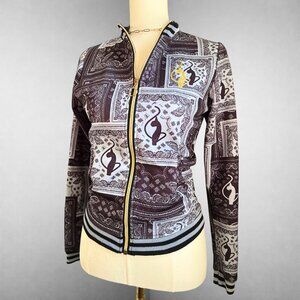 Y2K Bandana Print Zip-Up Jacket